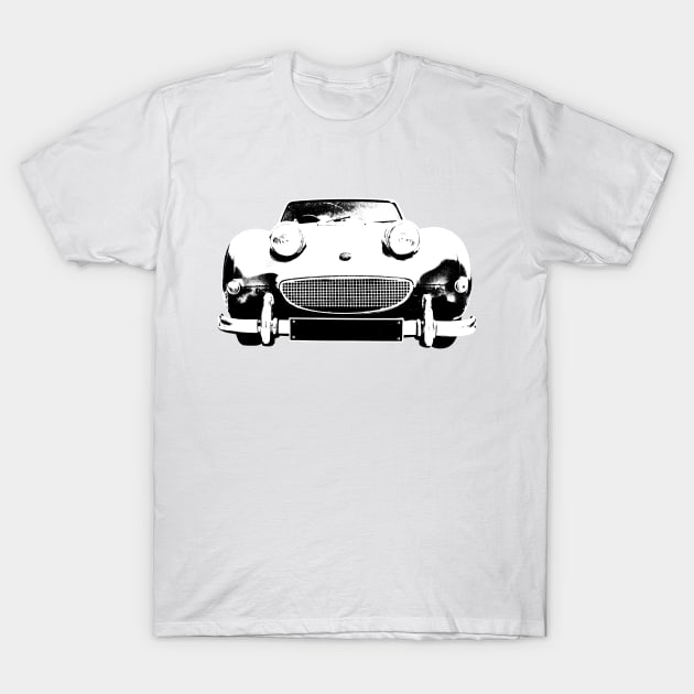 Austin Healey Sprite British 1960s classic car monoblock black and white T-Shirt by soitwouldseem